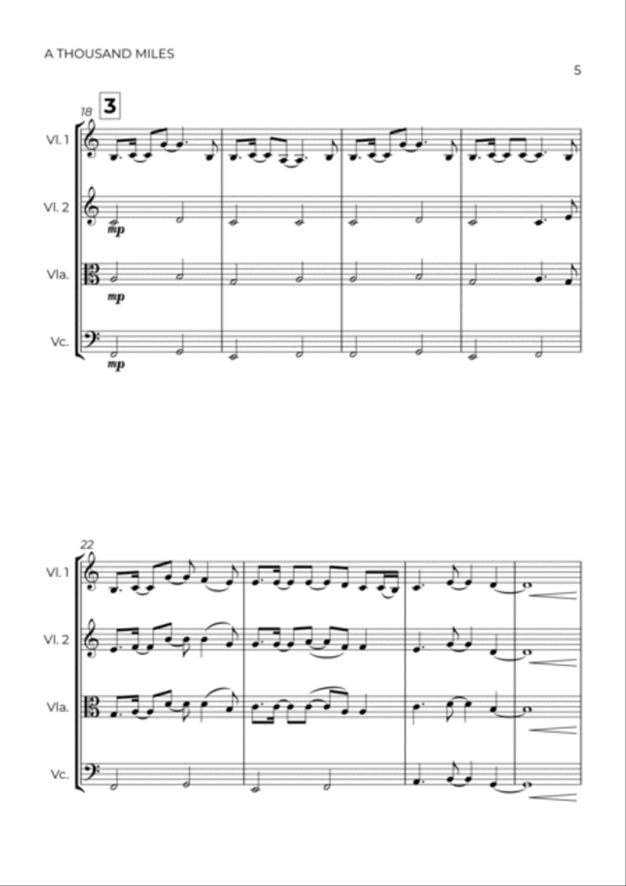 A Thousand Miles String Quartet scores gallery preview page 5