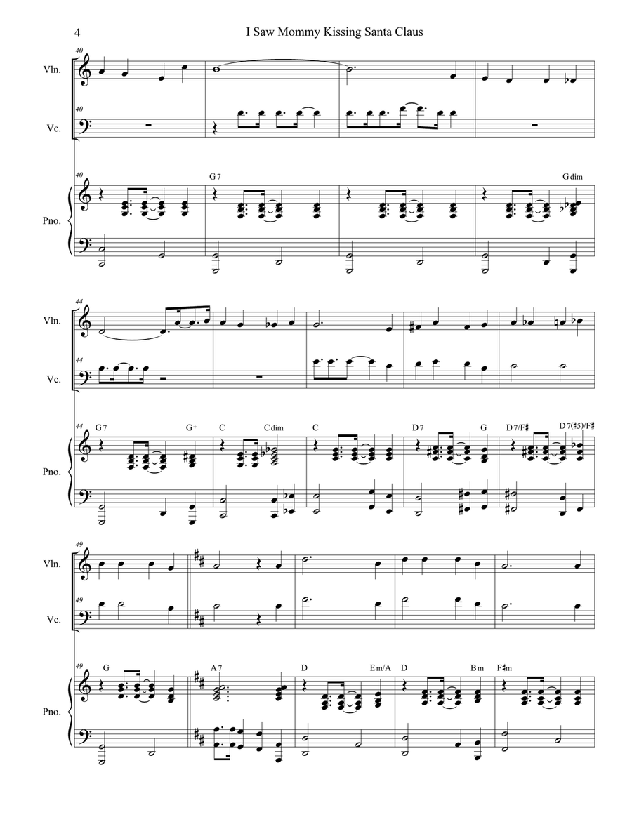 I Saw Mommy Kissing Santa Claus Piano Trio scores gallery preview page 4