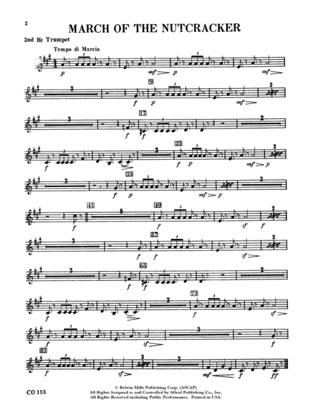 Nutcracker Ballet, Set II ("March of the Nutcracker" and "Trepak"): 2nd B-flat Trumpet
