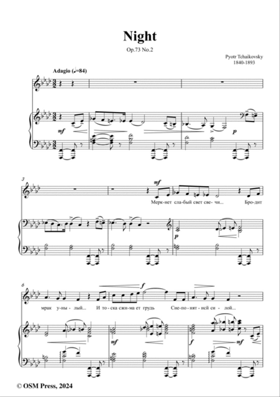 Tchaikovsky-Night,in f minor,Op.73 No.2 Voice scores gallery preview page 2