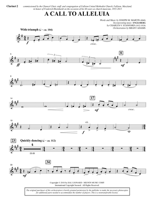 Book cover for A Call to Alleluia (Full Orchestra) - Bb Clarinet 2