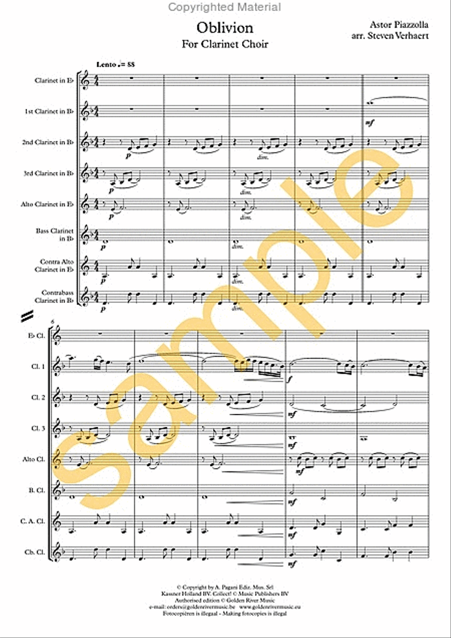 Oblivion Oblivion Clarinet Choir scores gallery preview page 2