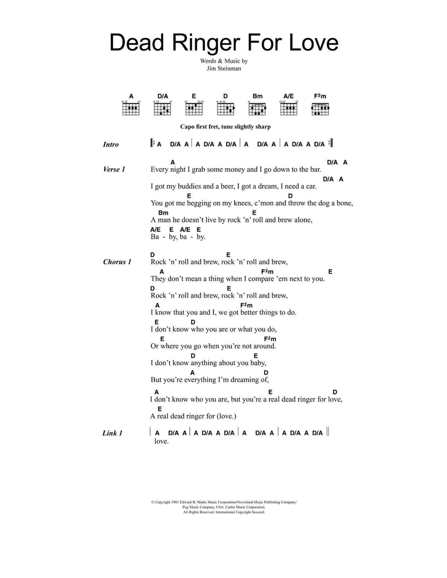 Dead Ringer For Love Easy Guitar scores gallery preview page 1