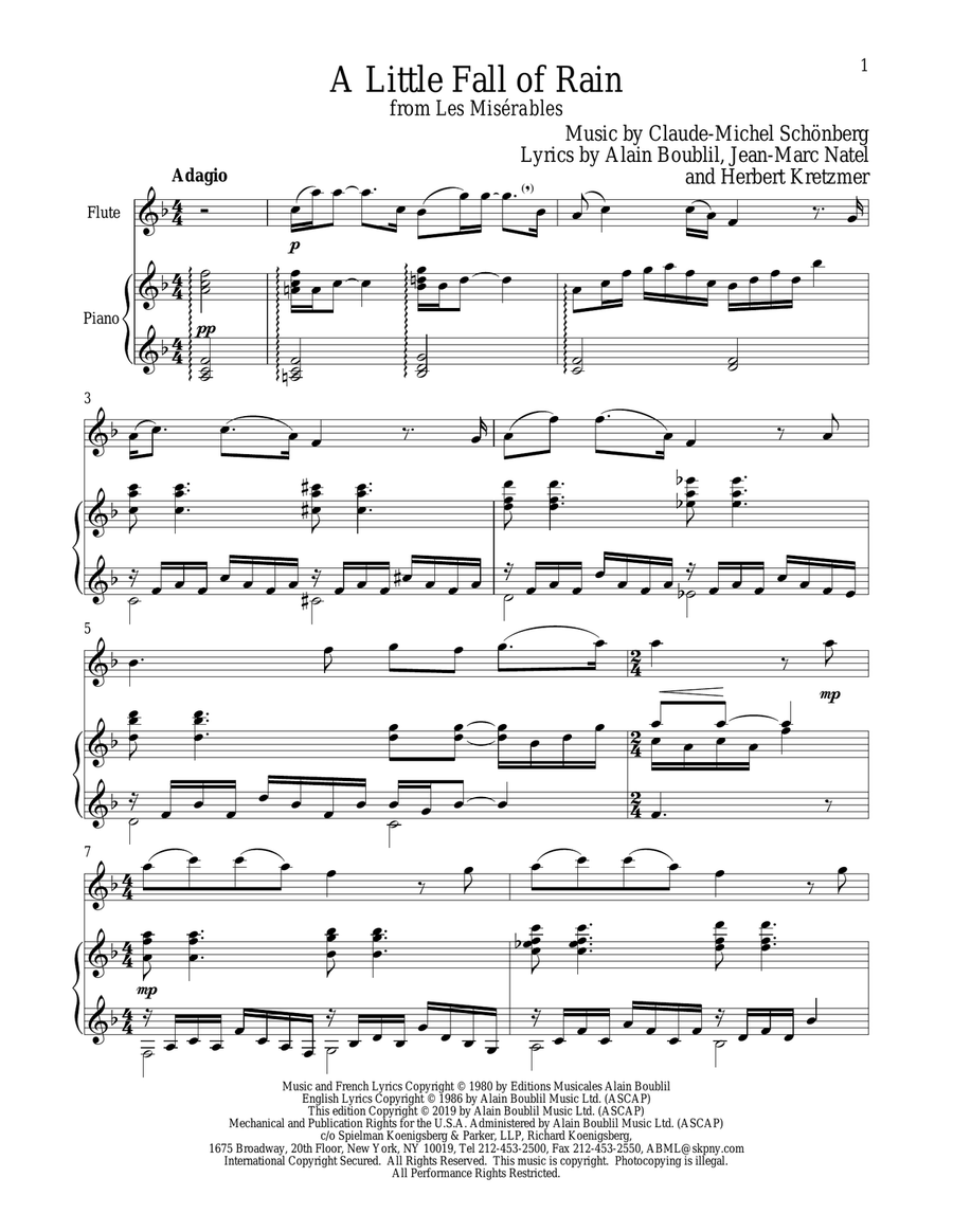 A Little Fall Of Rain (from Les Miserables) Flute Solo scores gallery preview page 1