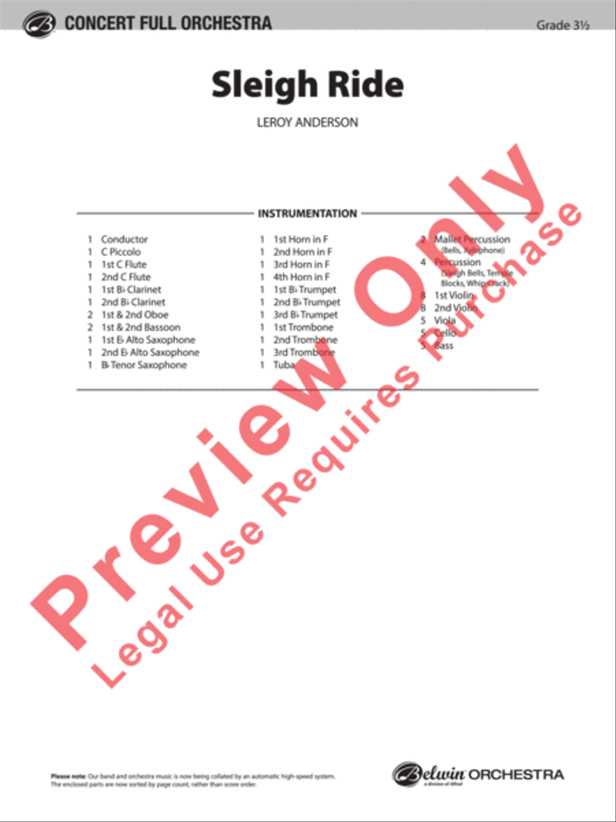 Sleigh Ride Full Orchestra scores gallery preview page 2