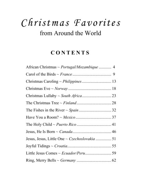 Christmas Favorites from Around the World (a Collection of 14 Intermediate Piano Solos) image number null