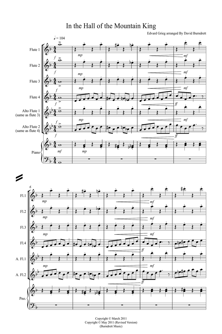 In the Hall of the Mountain King for Flute Quartet Flute Quartet scores gallery preview page 1