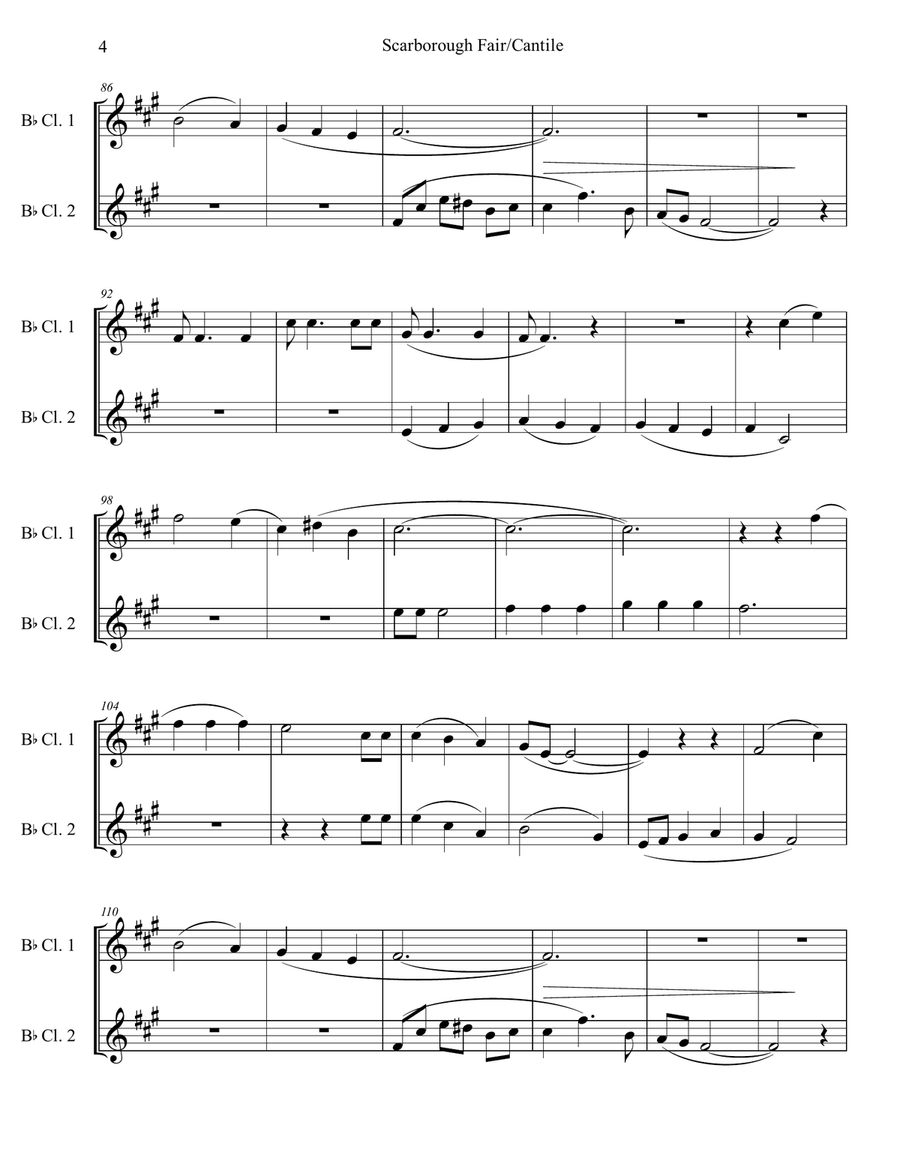 Scarborough Fair/canticle Clarinet Duet scores gallery preview page 5