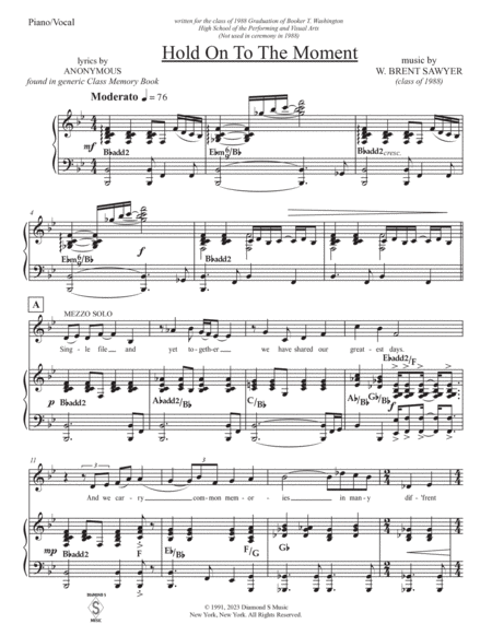 Hold On To The Moment - PIANO/VOCAL SCORE image number null