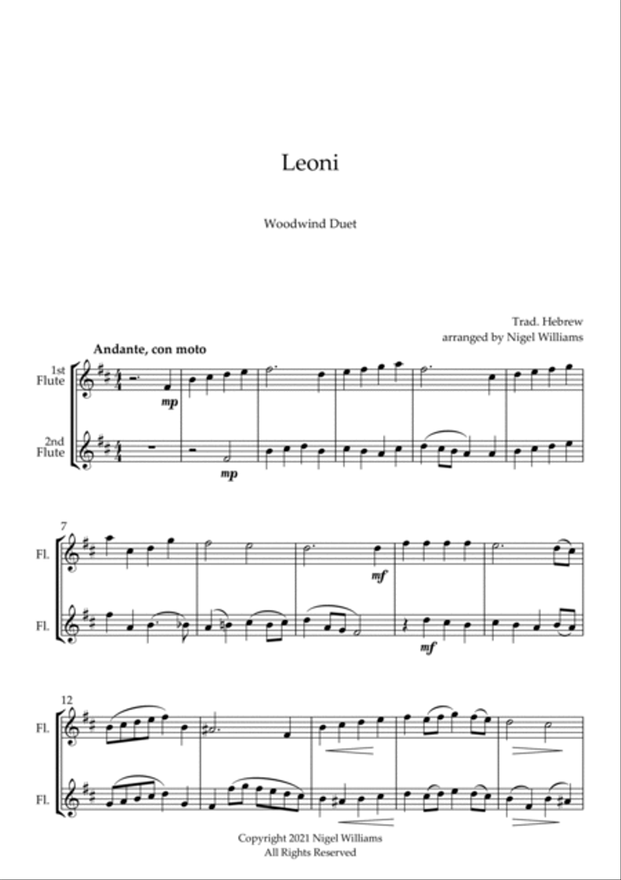 Leoni (The God of Abraham Praise), for Flute Duet Flute Duet scores gallery preview page 2