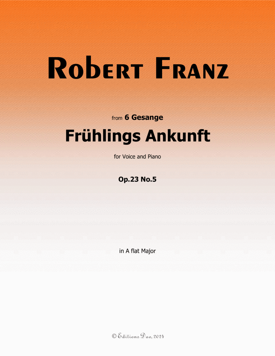 Fruhlings Ankunft, by Robert Franz, in A flat Major Voice scores gallery preview page 1