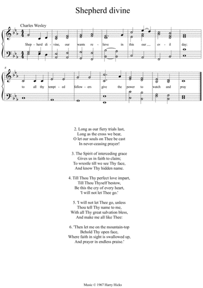 Shepherd Divine. A new tune to a wonderful Charles Wesley hymn.
