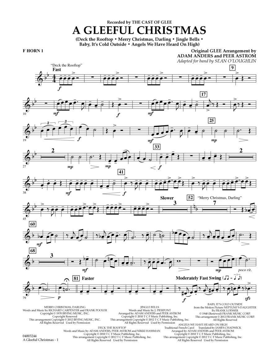 A Gleeful Christmas - F Horn 1 Concert Band scores gallery preview page 1