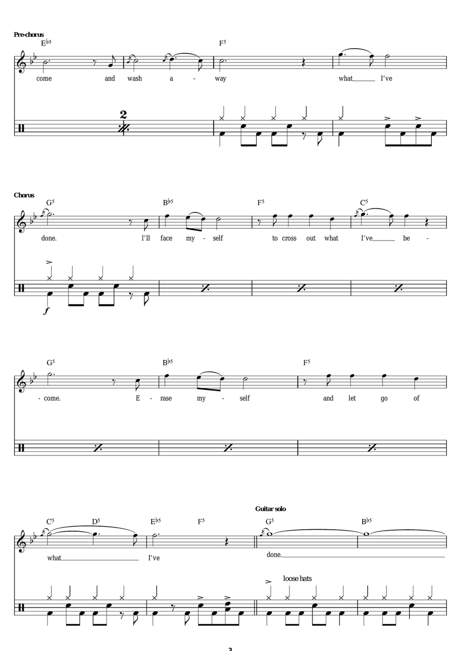 What I've Done Drum Set scores gallery preview page 3