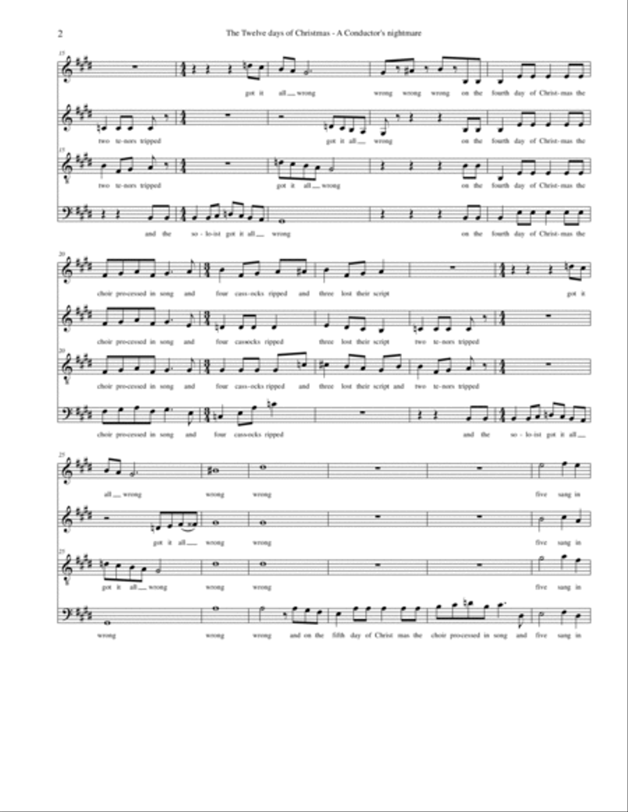 The 12 days of Christmas, a conductor's nightmare (SATB version) 4-Part scores gallery preview page 3