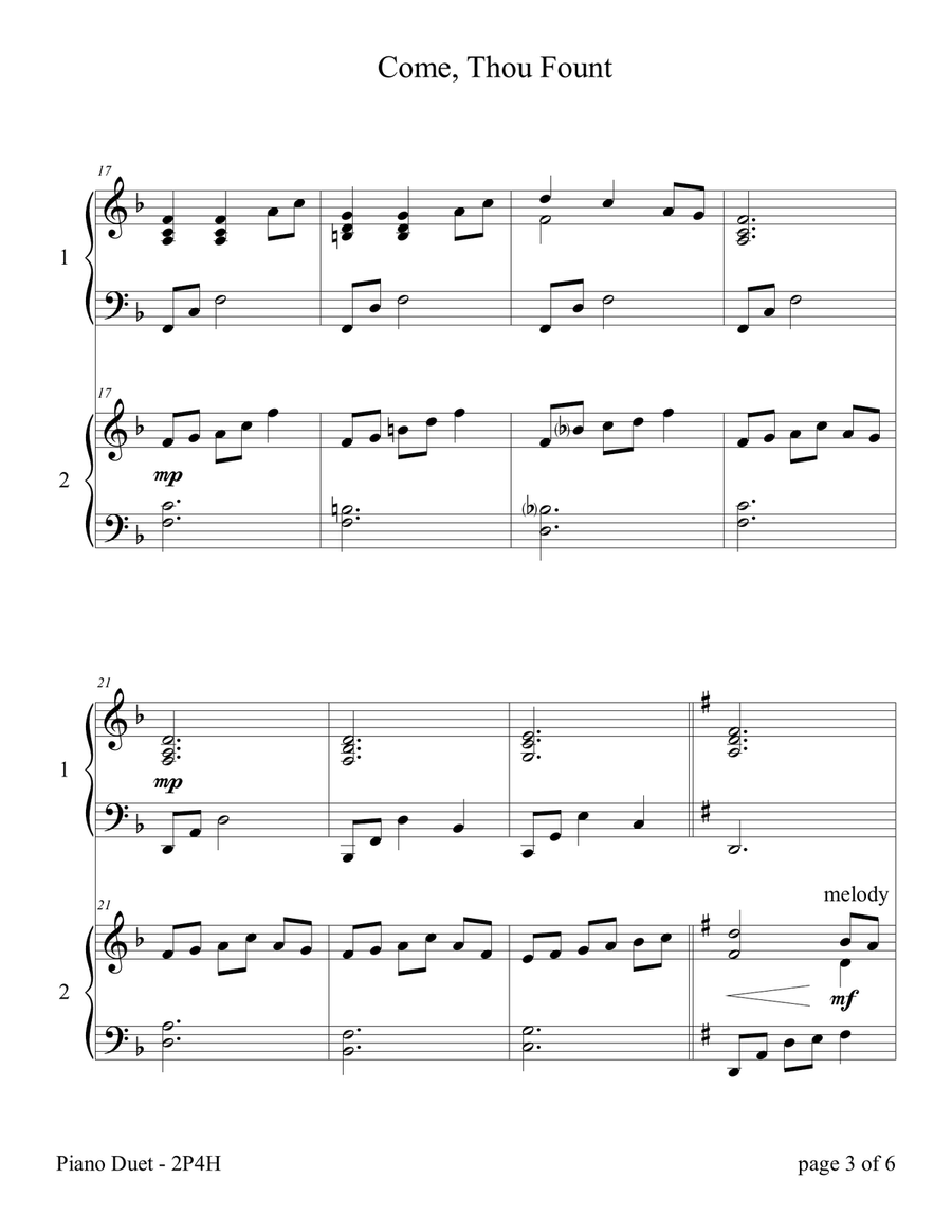 Worship Hymns for Two Pianos (A Collection of 5 Piano Duets for 2 Pianos, 4 Hands) 2 Pianos, 4-Hands scores gallery preview page 6