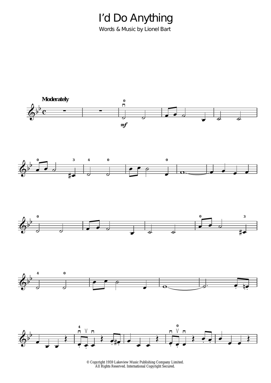 I'd Do Anything (from Oliver!) Violin Solo scores gallery preview page 1