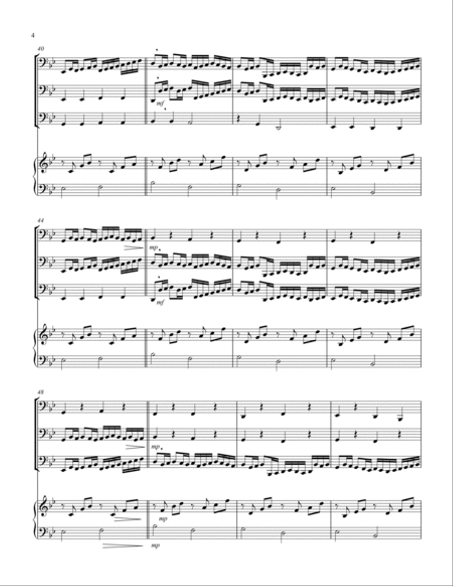 Canon (Pachelbel) (Bb) (Tuba Trio, Keyboard) Brass Trio scores gallery preview page 4