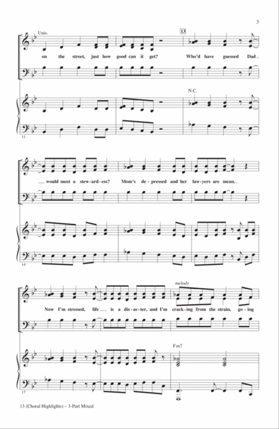 13 (Choral Highlights From The Broadway Musical) (arr. Roger Emerson) 3-Part scores gallery preview page 2