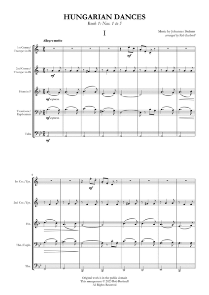 Hungarian Dances Nos.1 to 5 (Brahms) - Brass Quintet image number null