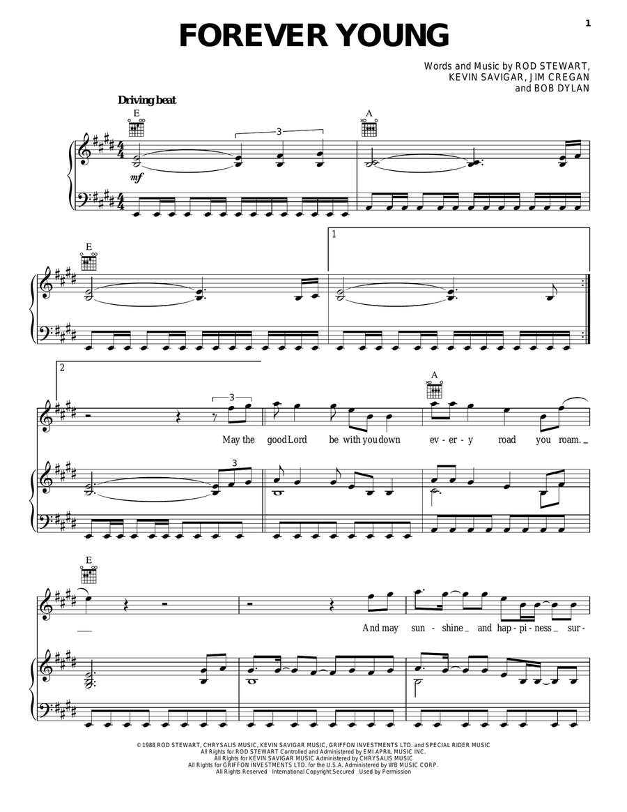 Forever Young Forever Young Piano, Vocal, Guitar scores gallery preview page 1