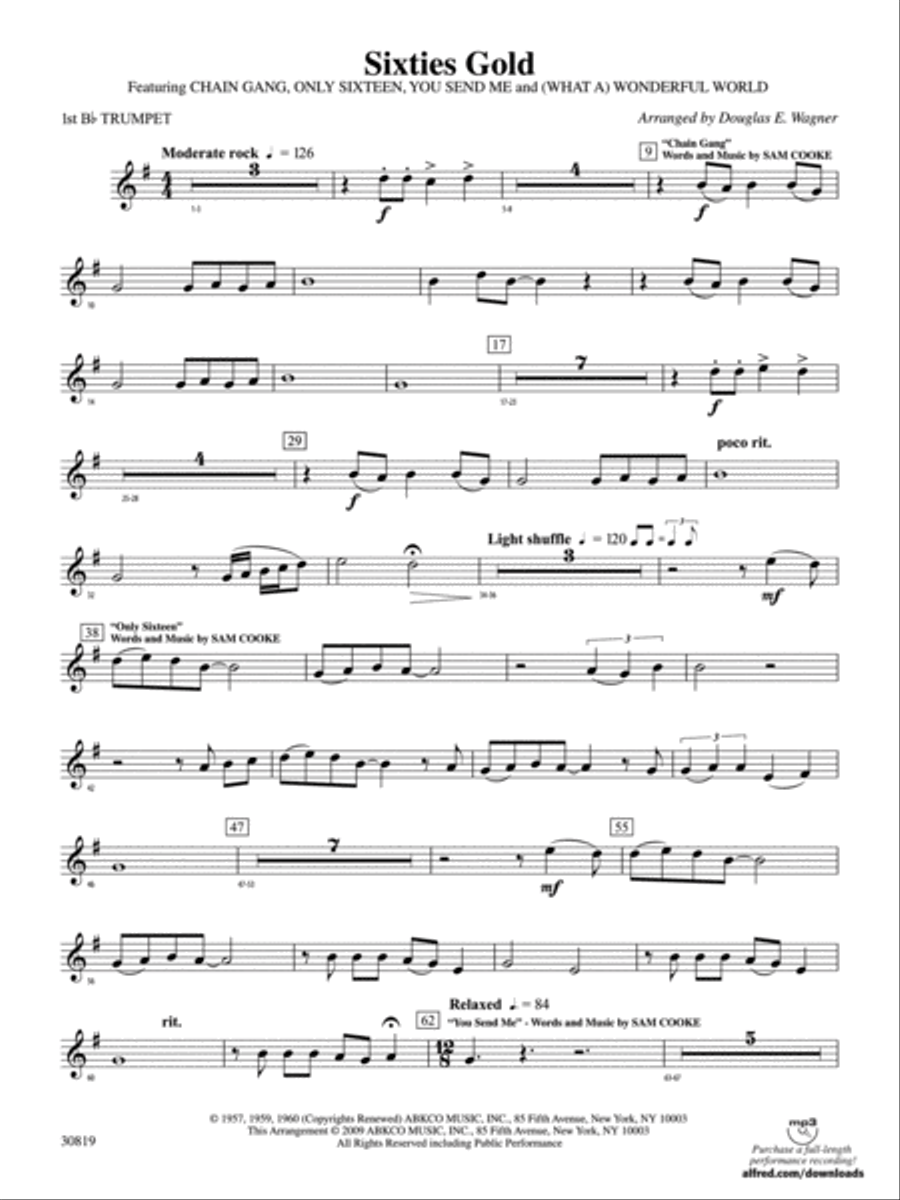 Sixties Gold: 1st B-flat Trumpet Concert Band scores gallery preview page 1