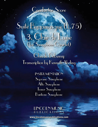 Book cover for Clair de Lune (for Saxophone Quartet SATB)