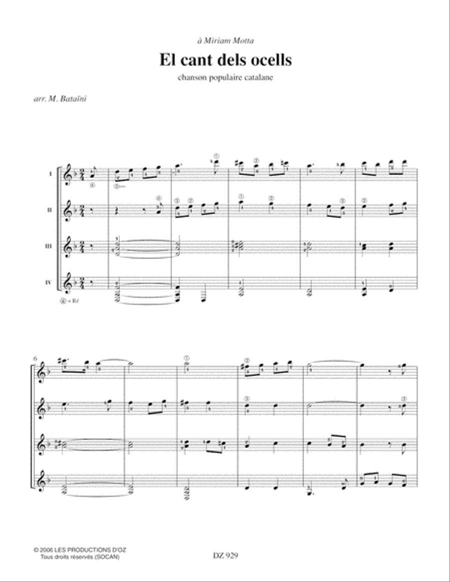 El cant dels ocells Guitar Ensemble scores gallery preview page 2