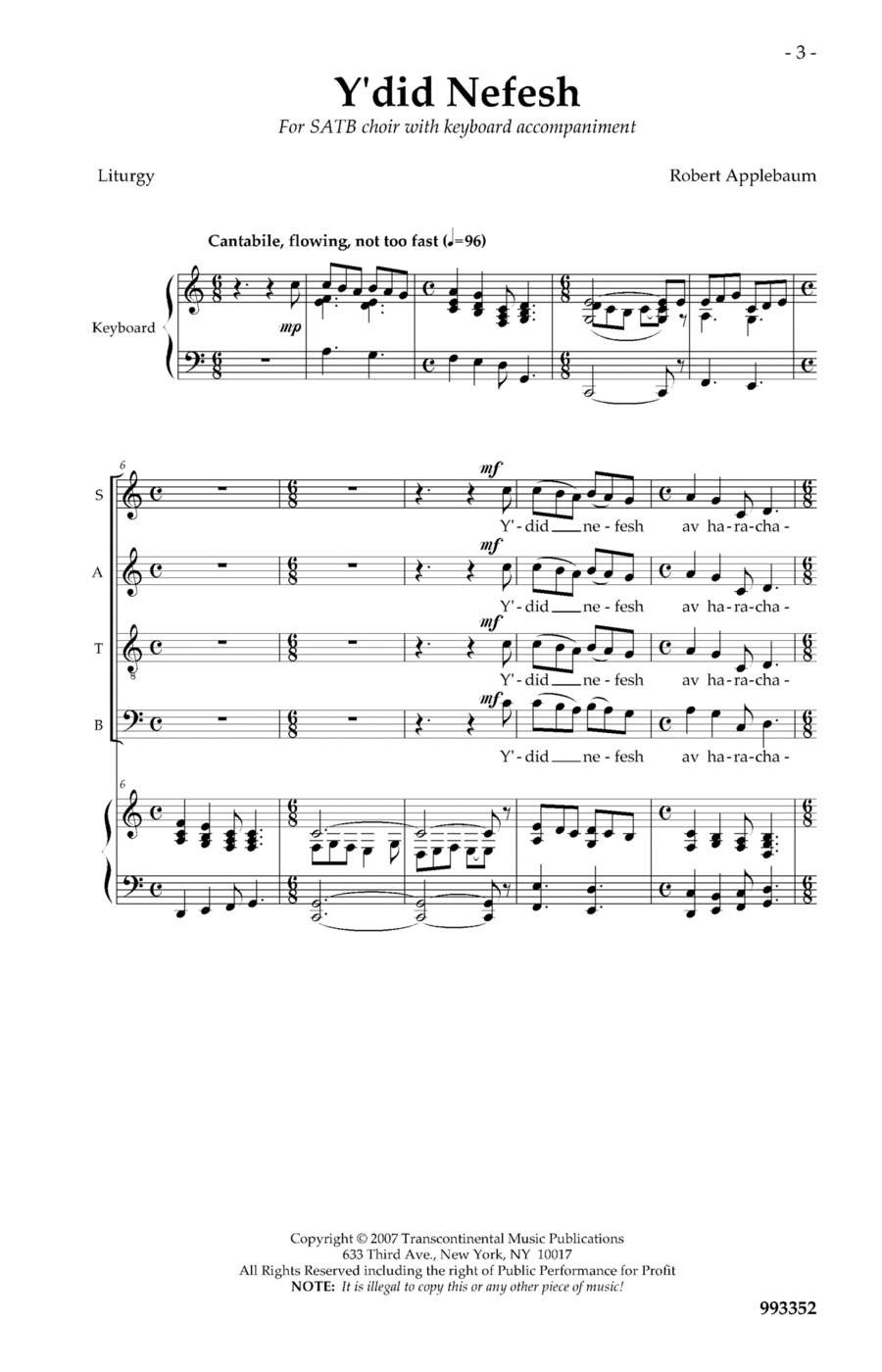Y'did Nefesh 4-Part scores gallery preview page 1