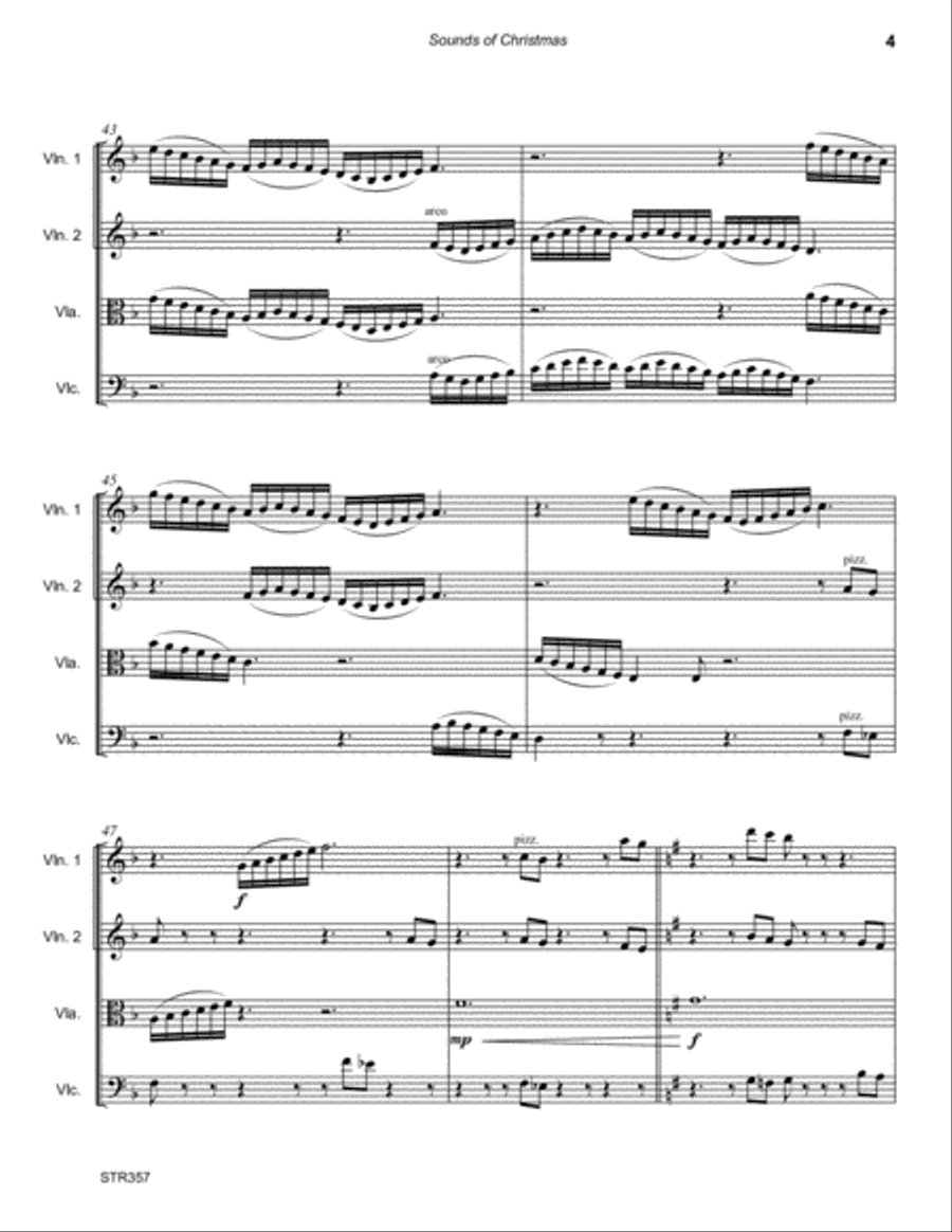SOUNDS OF CHRISTMAS (medley of 4 carols) - STRING QUARTET (or 3 Violins & Cello) String Quartet scores gallery preview page 4