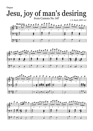 JESU, JOY OF MAN'S DESIRING by Bach - easy version for Organ and chords