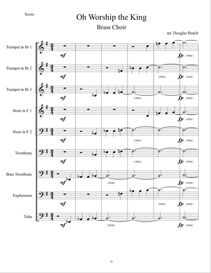 Oh Worship the King Oh Worship the King Brass Ensemble scores gallery preview page 1