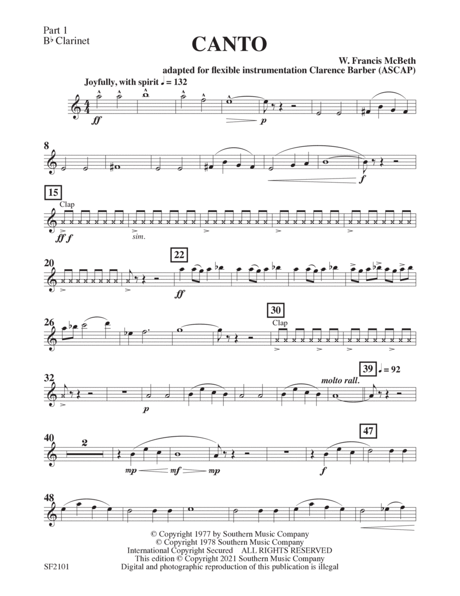 Canto - Clarinet 1 Concert Band scores gallery preview page 1