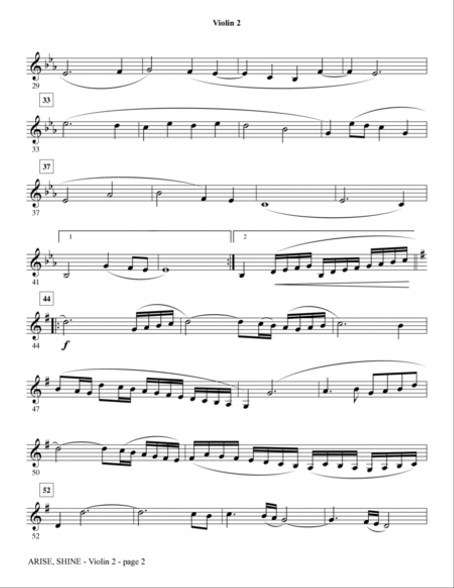 Arise, Shine (arr. Tom Fettke) - Violin 2 Choir scores gallery preview page 2