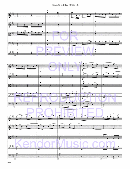 Concerto In D For Strings (Movement 2, Concerto For Trumpet, Two Oboes And Continuo) (Full Score)