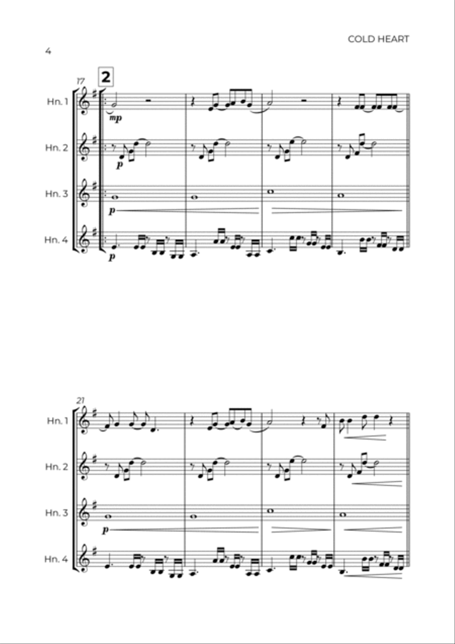 Cold Heart (pnau Remix) Brass Quartet scores gallery preview page 4