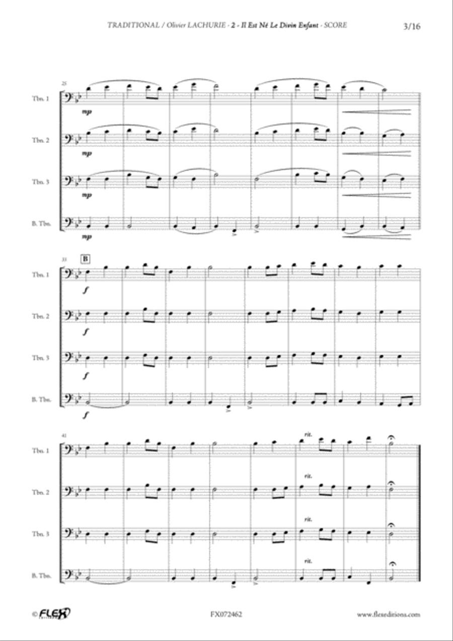 8 Chants de Noel Trombone Quartet scores gallery preview page 4