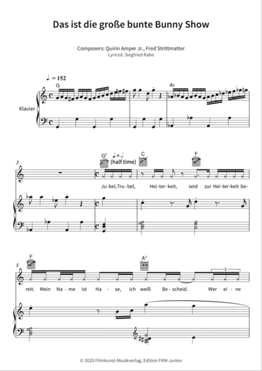 Das ist die grosse bunte Bunny Show Piano, Vocal, Guitar scores gallery preview page 3