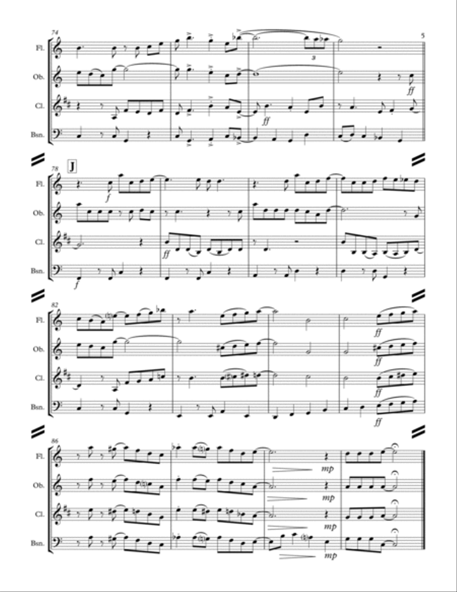 Baby, It's Cold Outside Woodwind Quartet scores gallery preview page 6