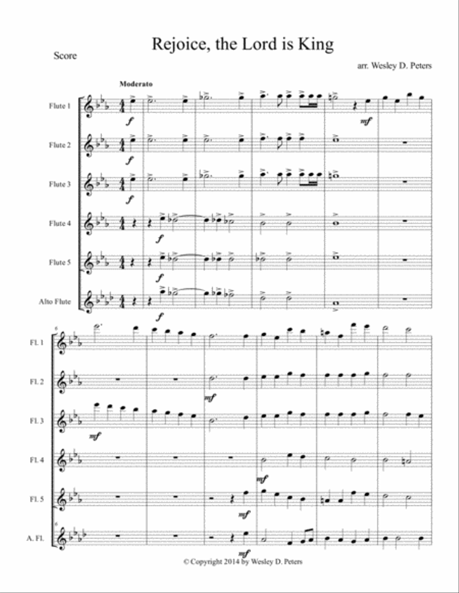 Rejoice, the Lord Is King (Flute Sextet) Flute Choir scores gallery preview page 4