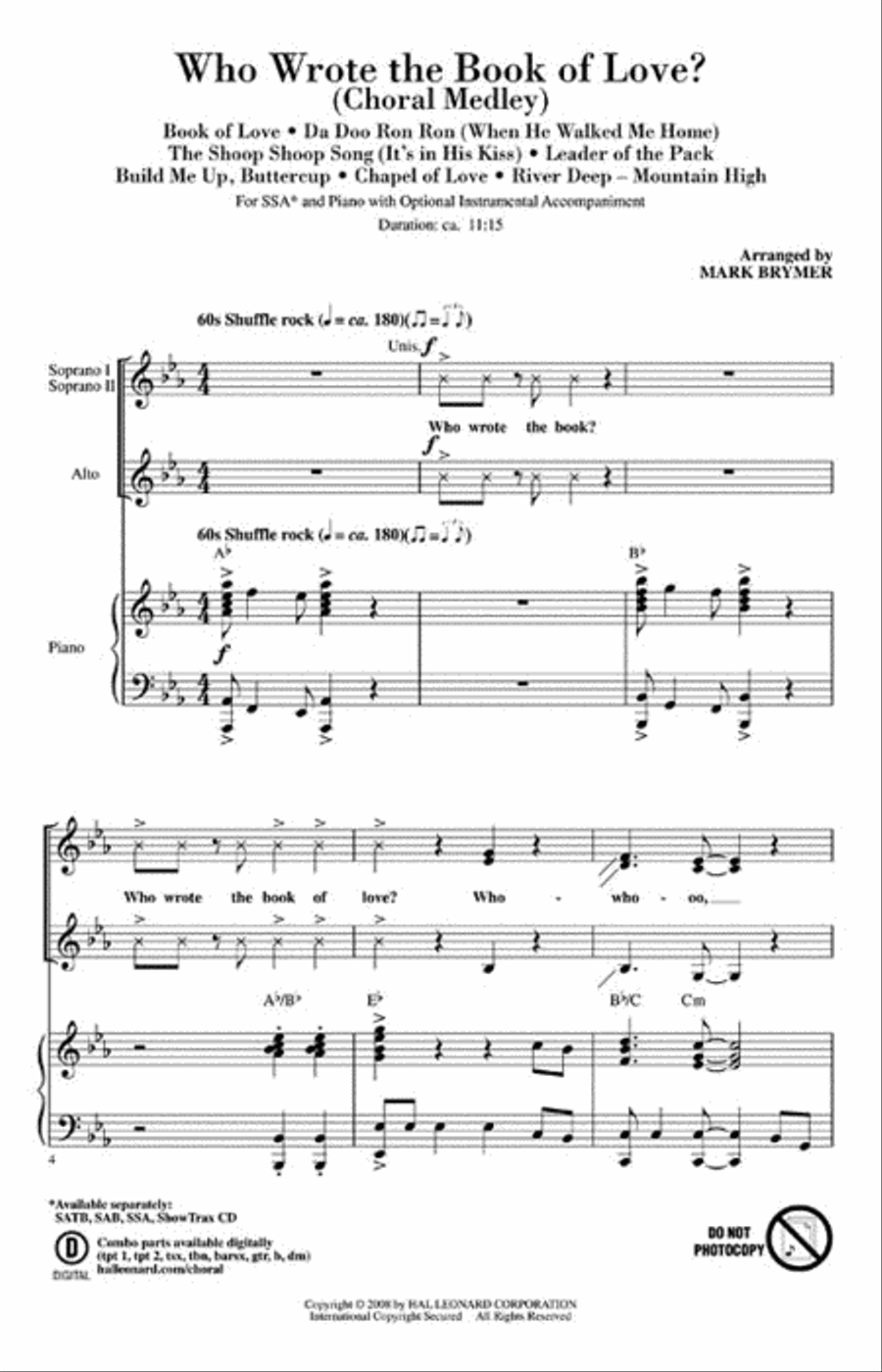 Who Wrote the Book of Love? SSA scores gallery preview page 2