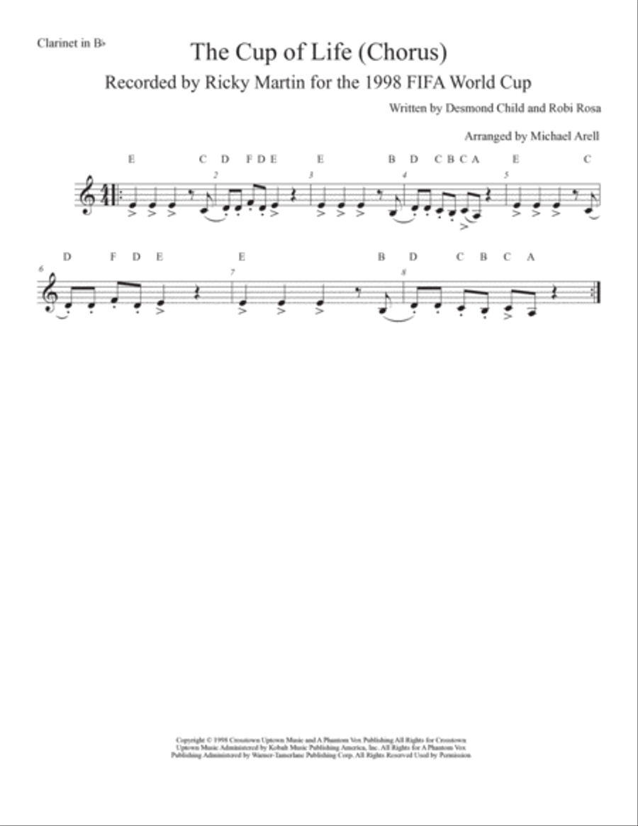 The Cup Of Life The Cup Of Life Clarinet Solo scores gallery preview page 2