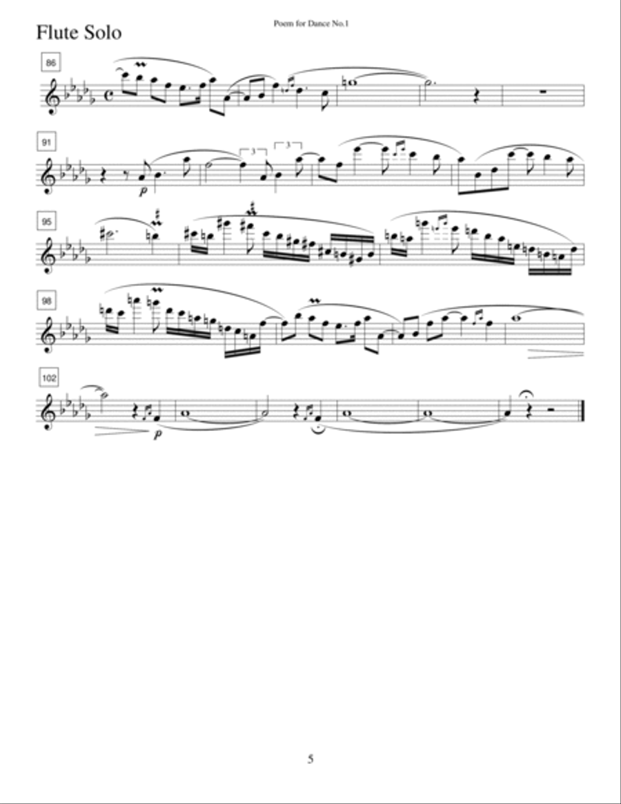 POEM FOR DANCE, op.31 No.1(1981) - A Duet For Flute solo and Piano Woodwind Duet scores gallery preview page 5
