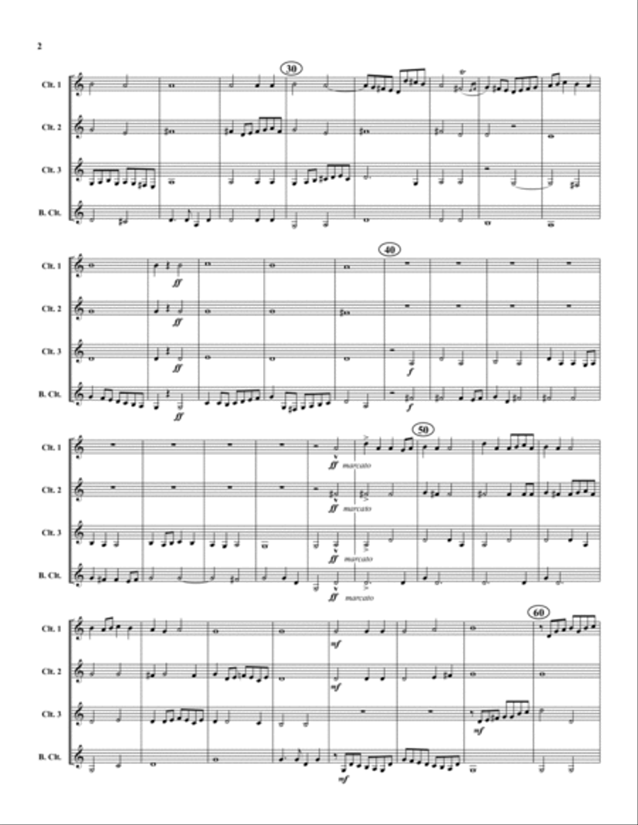 Earl of Oxford's March Clarinet Quartet scores gallery preview page 2