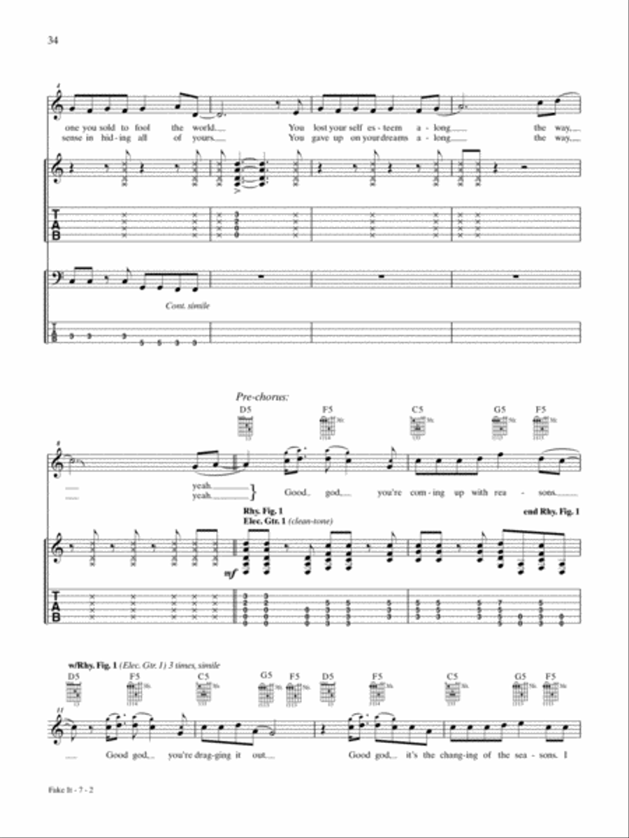 Fake It Fake It Guitar Tablature scores gallery preview page 2