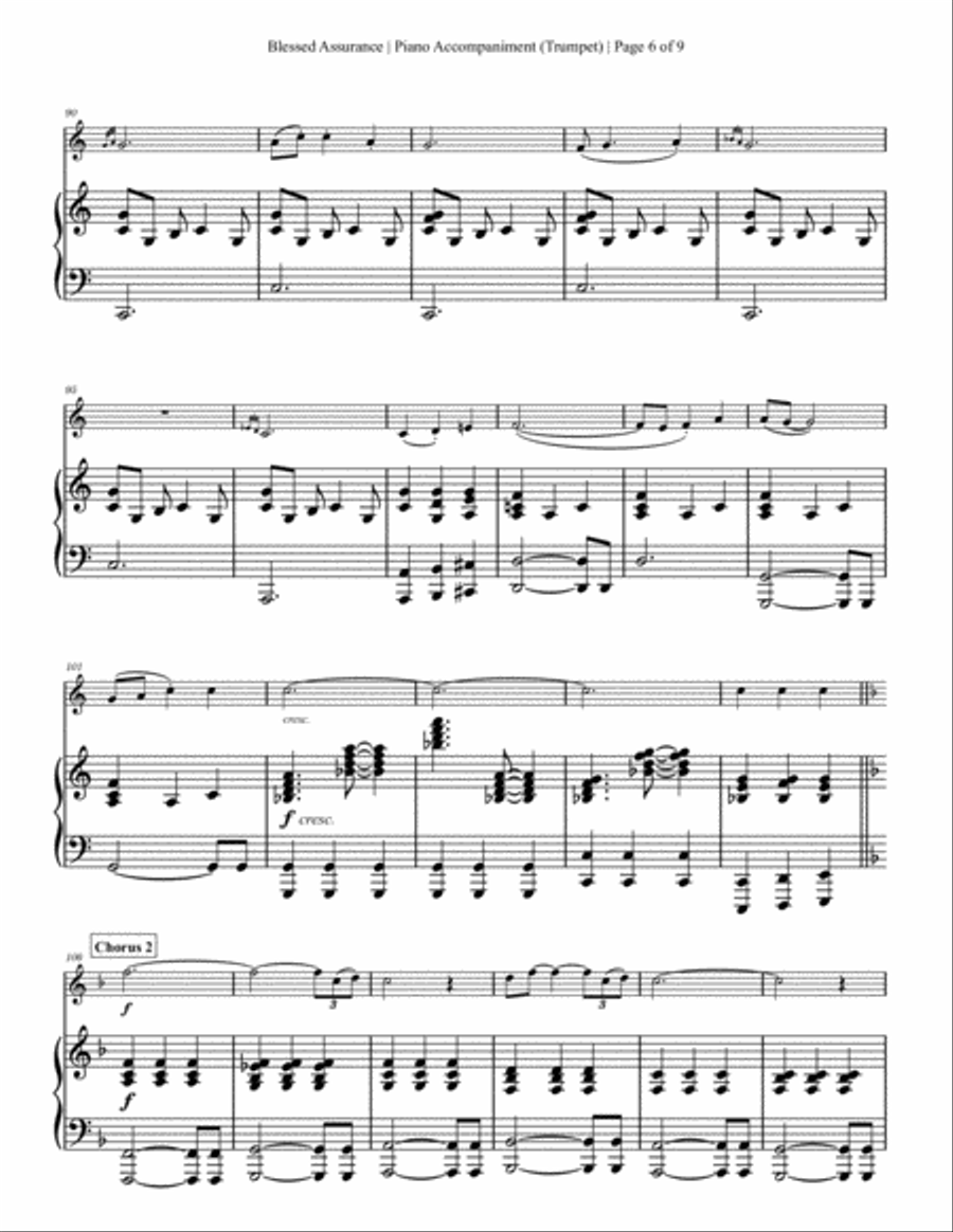 Blessed Assurance - Trumpet Solo with Piano Accompaniment Trumpet Solo scores gallery preview page 6