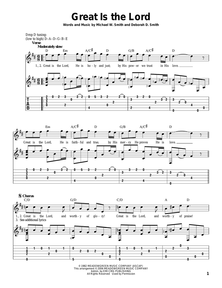 Great Is The Lord Acoustic Guitar scores gallery preview page 1