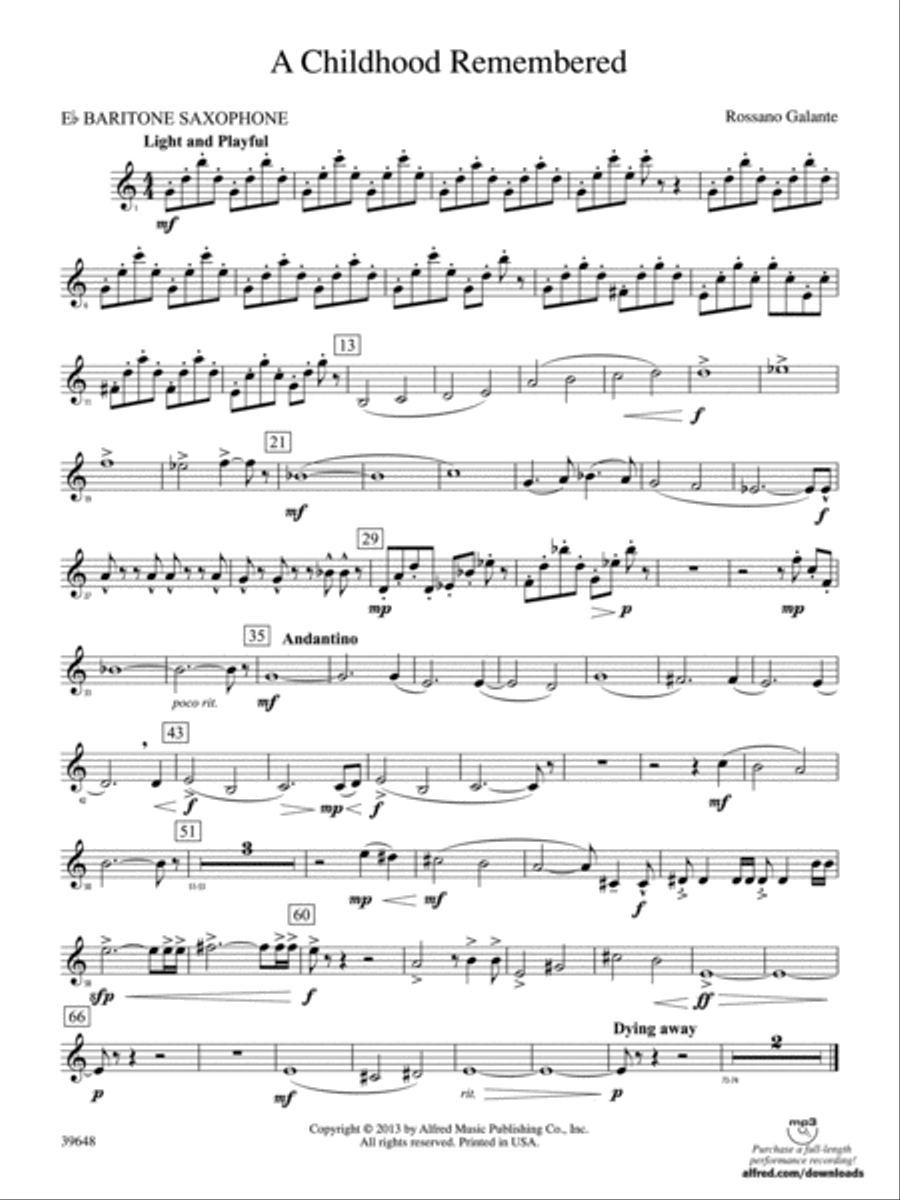 A Childhood Remembered: E-flat Baritone Saxophone Concert Band scores gallery preview page 1