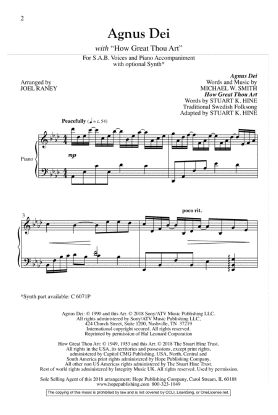Agnus Dei with How Great Thou Art 3-Part scores gallery preview page 2