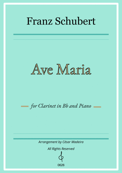 Ave Maria by Schubert - Bb Clarinet and Piano (Full Score and Parts) image number null